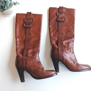 ‼️Vintage Brown Leather Knee High Boots Size 6